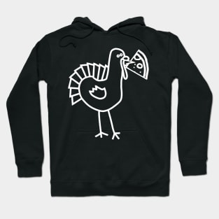 White Line Drawing Thanksgiving Turkey with Pizza Slice Hoodie